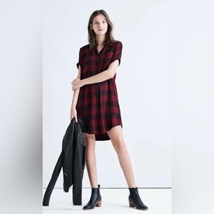 Madewell Courier Shirtdress Burgundy Buffalo Check